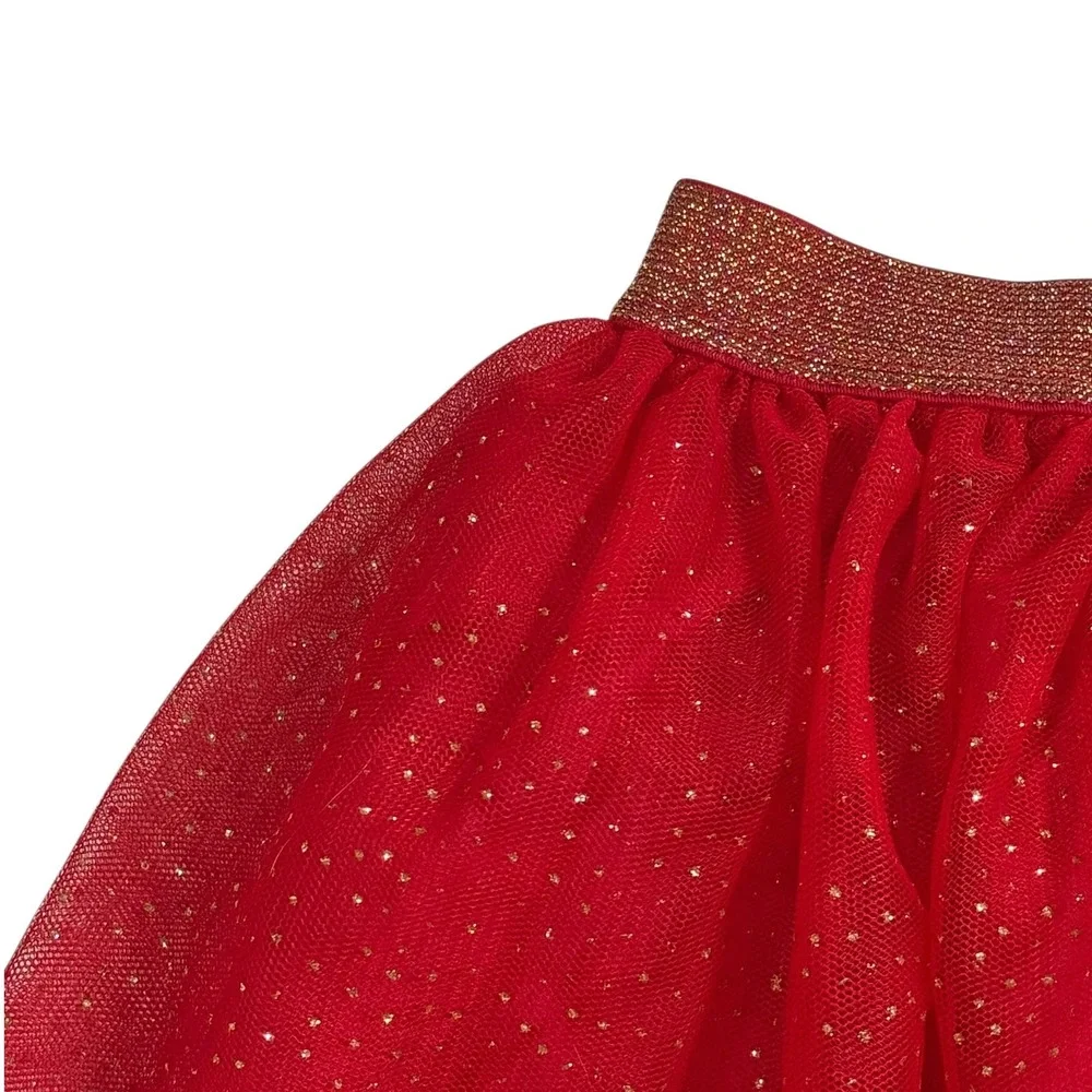 Isaac Mizrahi Girls Size 5/6 Stuck On You Red Tulle Skirt White Tshirt‎ Set